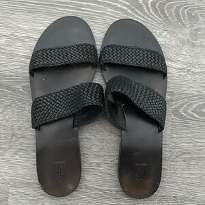 FRYE Women's Ruth Woven Ankle Gladiator Sandal, Black, 8 M US